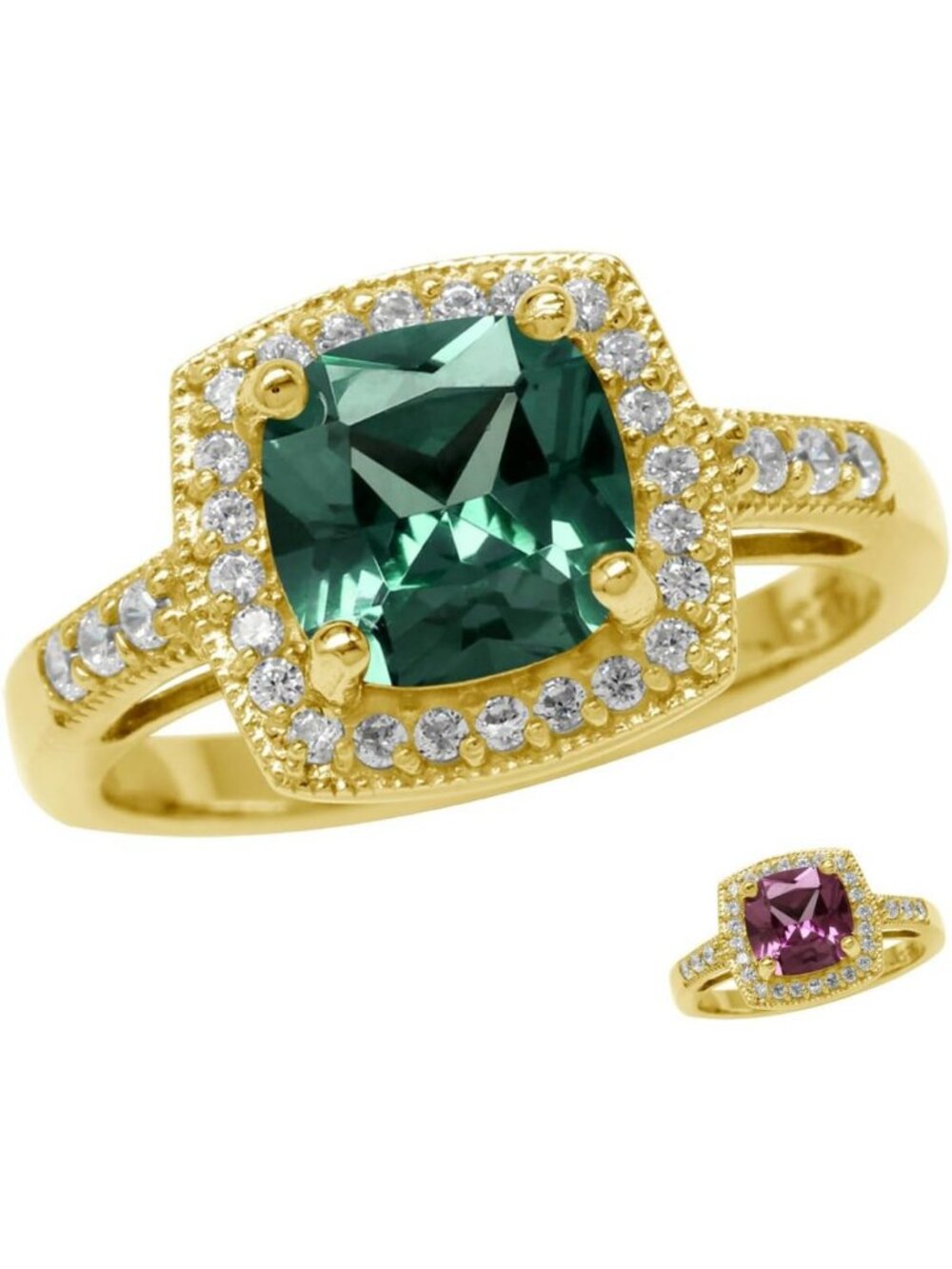 Stunning 8MM Cushion Gemstone Halo Engagement Ring in White/Yellow Gold Plated